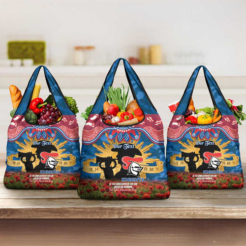 Personalised Knights Rugby ANZAC Day Grocery Bag Last Post Poppy We Will Remember Them