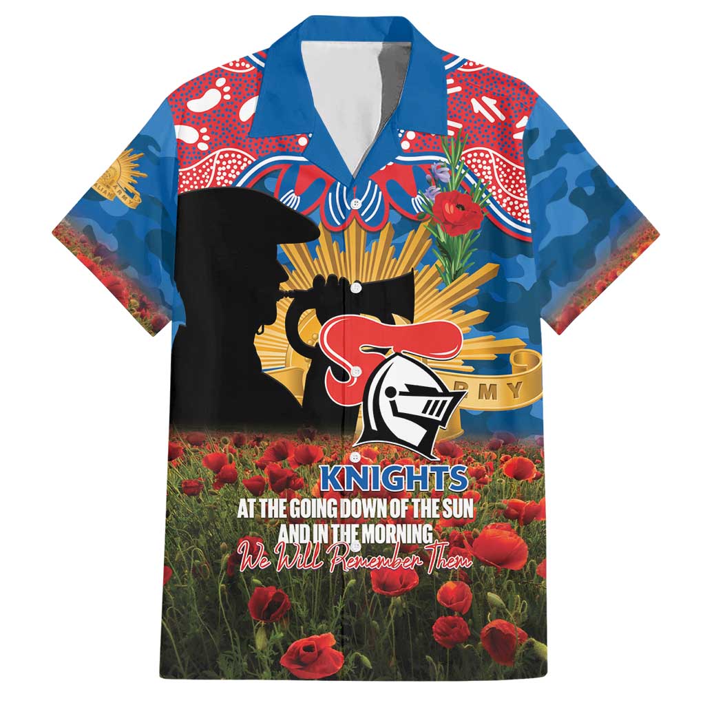 Personalised Knights Rugby ANZAC Day Hawaiian Shirt Last Post Poppy We Will Remember Them