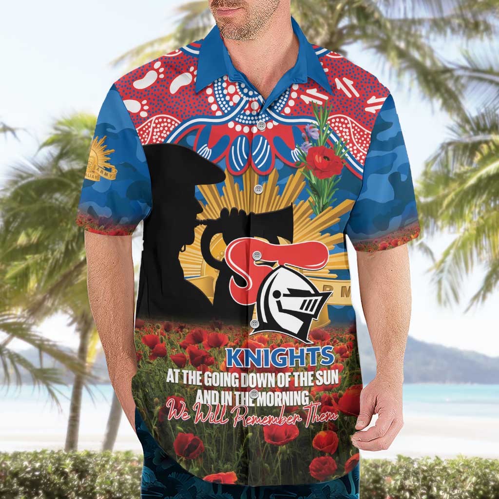 Personalised Knights Rugby ANZAC Day Hawaiian Shirt Last Post Poppy We Will Remember Them