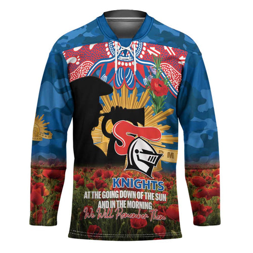 Personalised Knights Rugby ANZAC Day Hockey Jersey Last Post Poppy We Will Remember Them