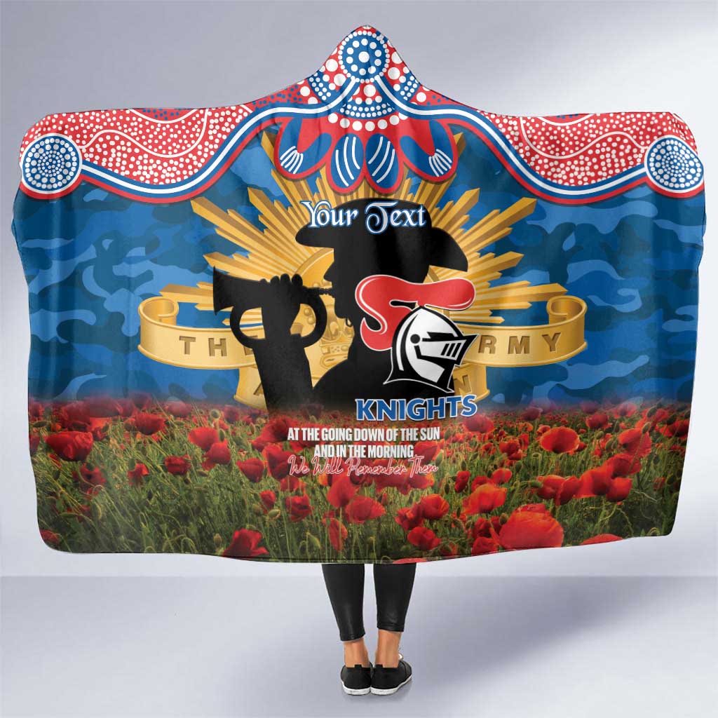 Personalised Knights Rugby ANZAC Day Hooded Blanket Last Post Poppy We Will Remember Them