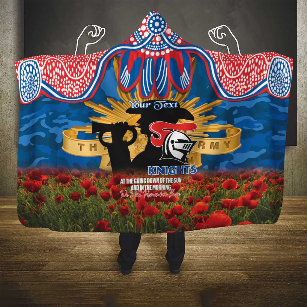 Personalised Knights Rugby ANZAC Day Hooded Blanket Last Post Poppy We Will Remember Them