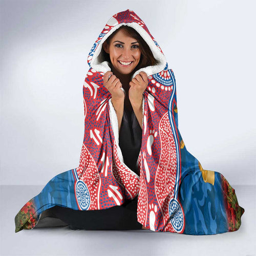 Personalised Knights Rugby ANZAC Day Hooded Blanket Last Post Poppy We Will Remember Them