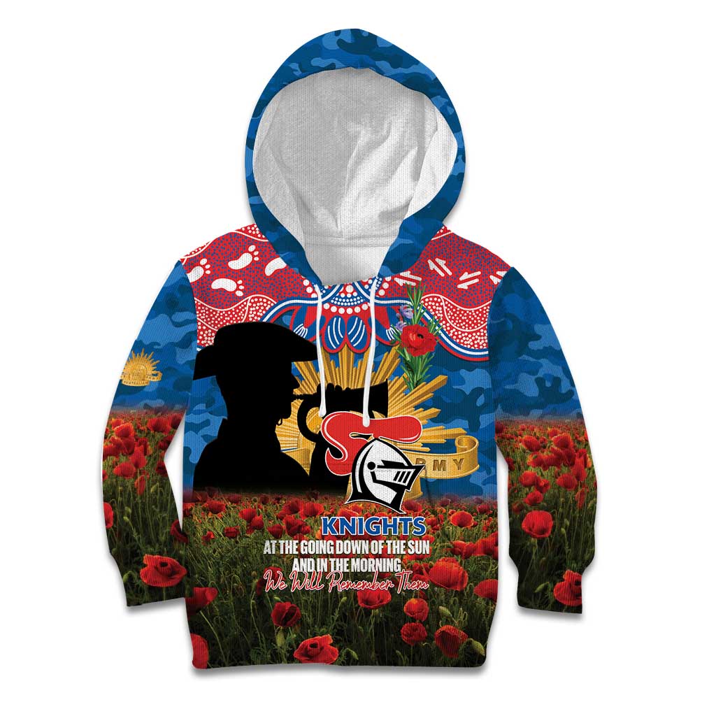 Personalised Knights Rugby ANZAC Day Kid Hoodie Last Post Poppy We Will Remember Them