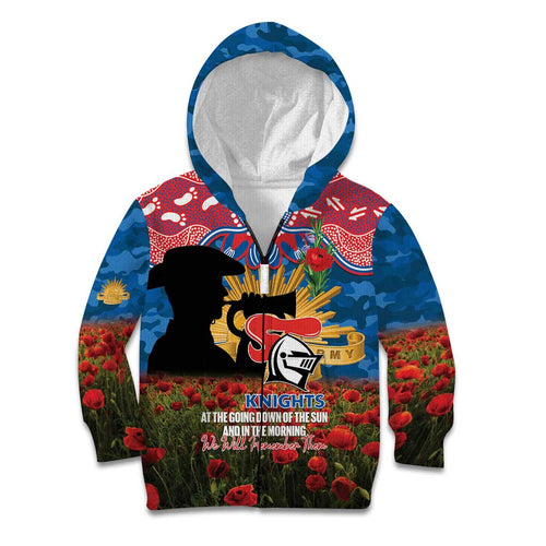 Personalised Knights Rugby ANZAC Day Kid Hoodie Last Post Poppy We Will Remember Them