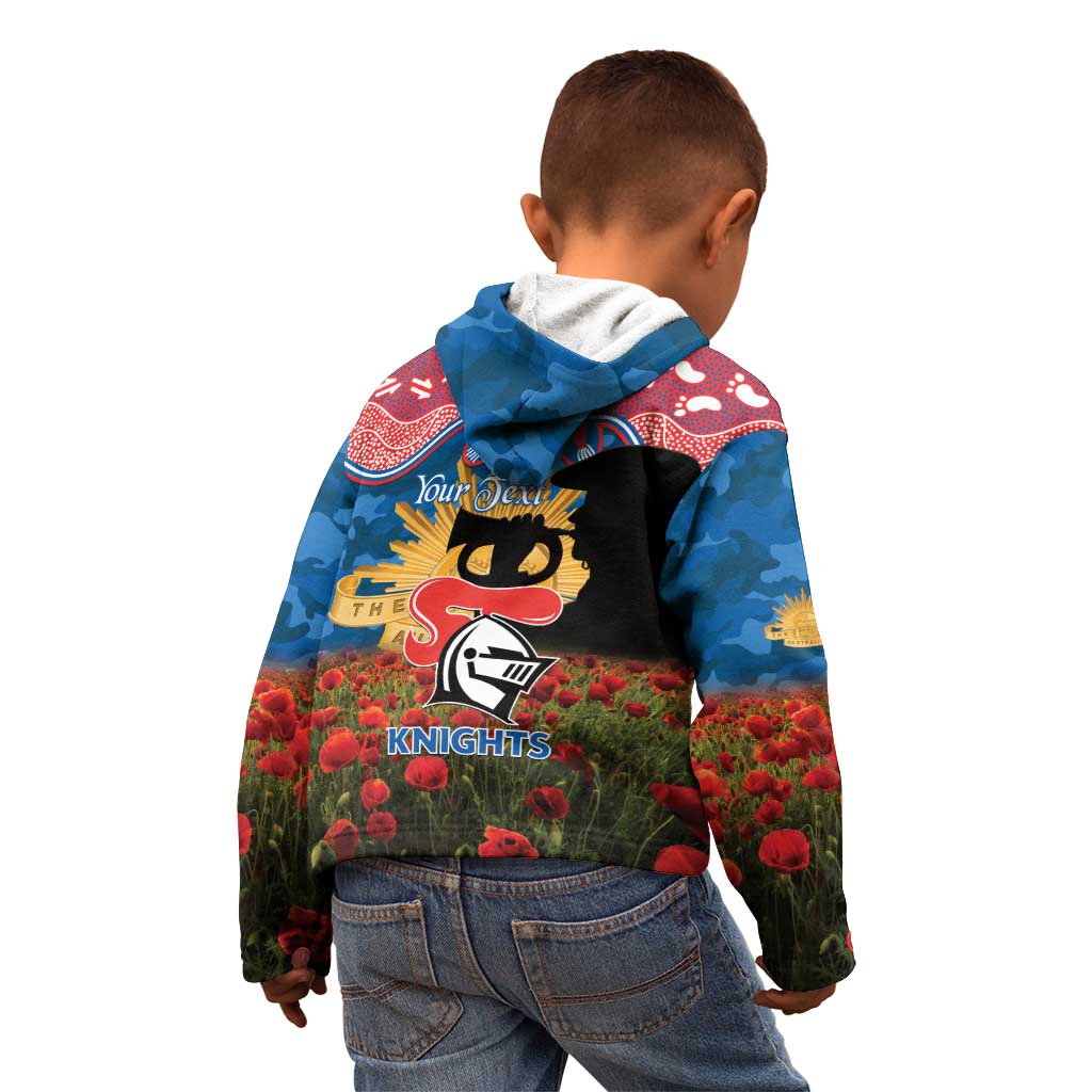 Personalised Knights Rugby ANZAC Day Kid Hoodie Last Post Poppy We Will Remember Them