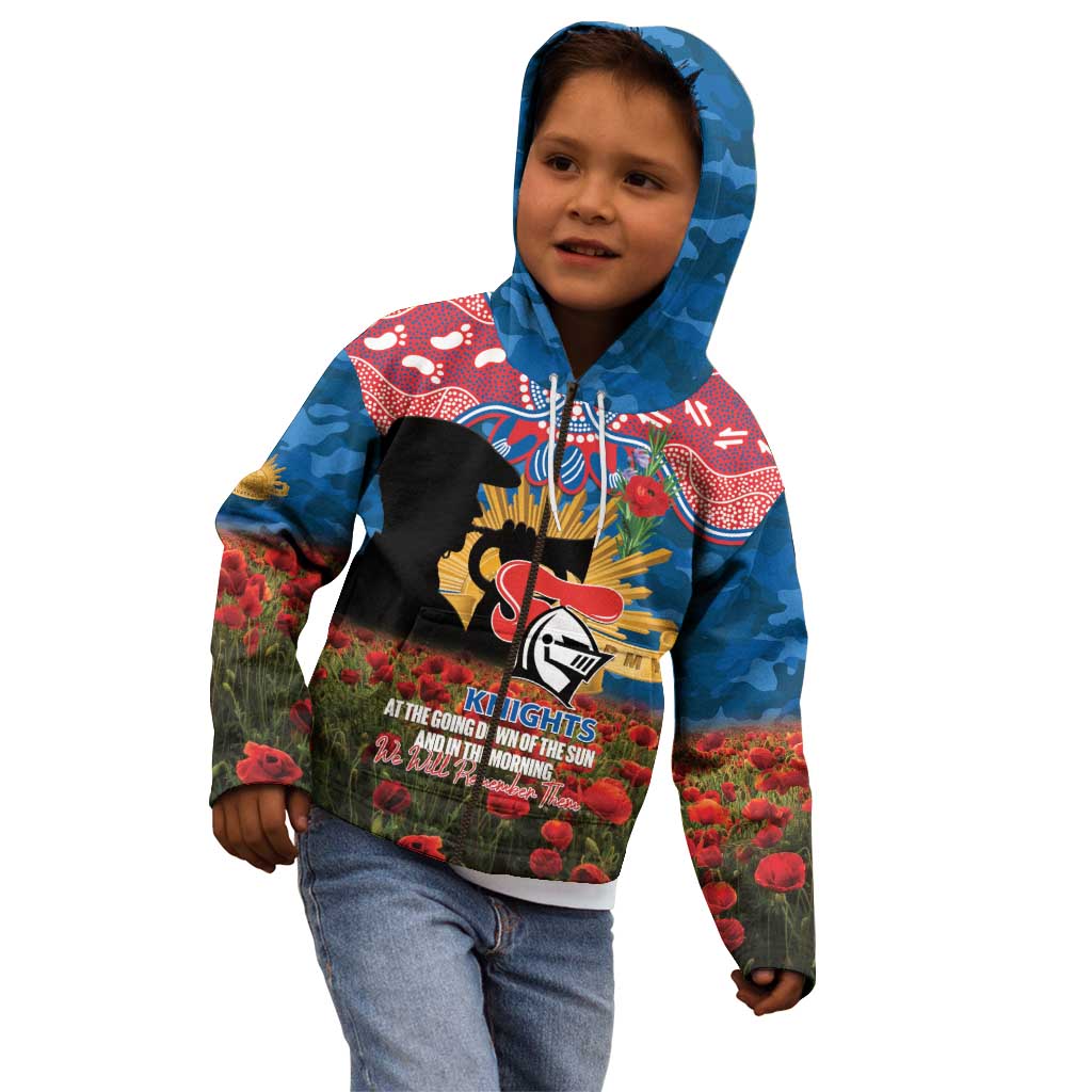 Personalised Knights Rugby ANZAC Day Kid Hoodie Last Post Poppy We Will Remember Them