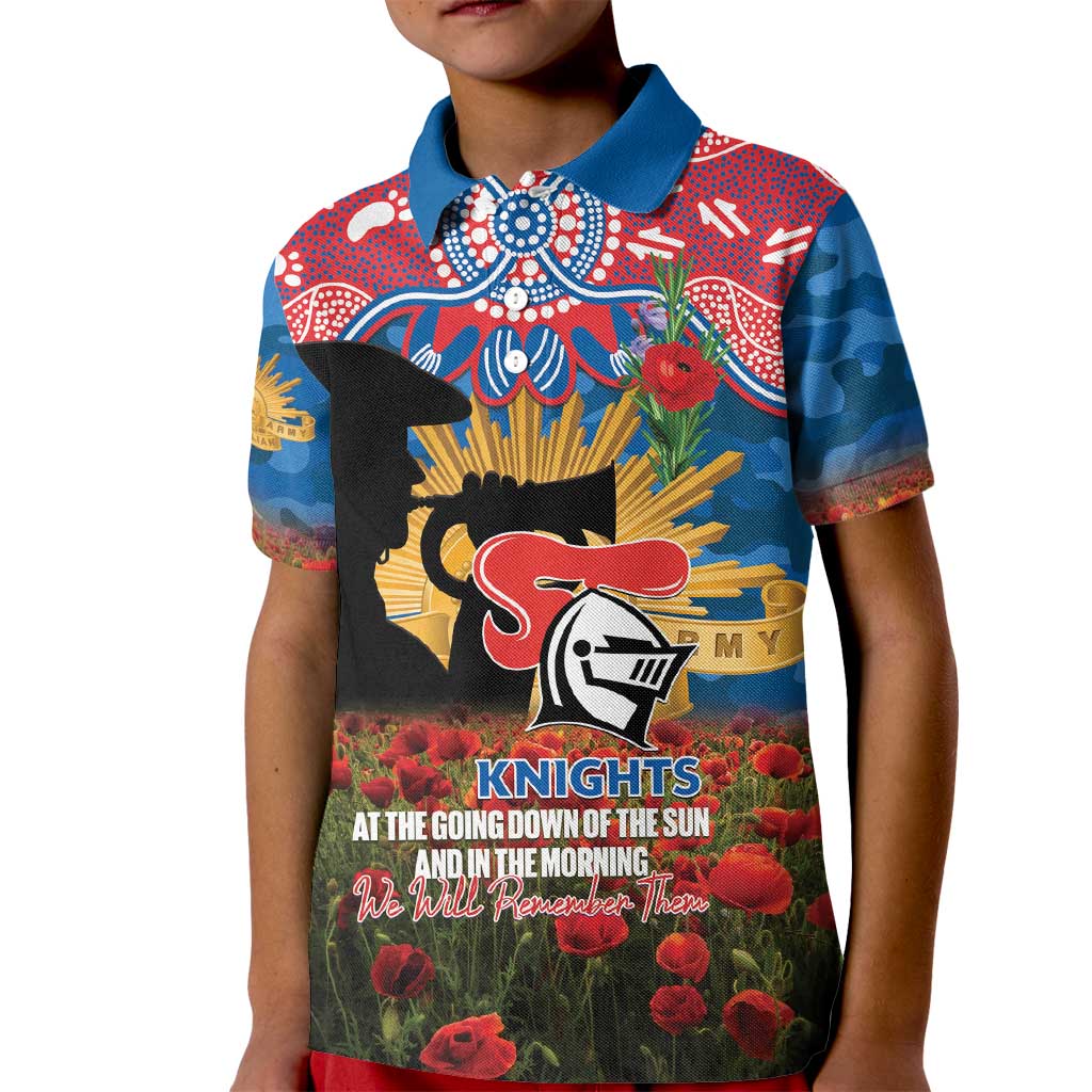 Personalised Knights Rugby ANZAC Day Kid Polo Shirt Last Post Poppy We Will Remember Them