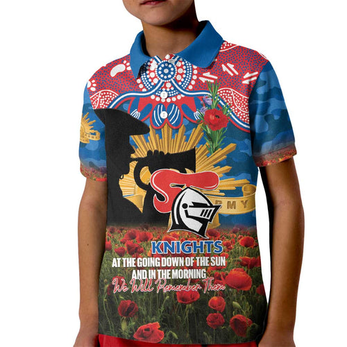 Personalised Knights Rugby ANZAC Day Kid Polo Shirt Last Post Poppy We Will Remember Them