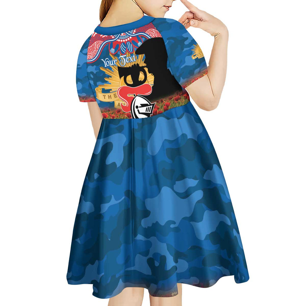 Personalised Knights Rugby ANZAC Day Kid Short Sleeve Dress Last Post Poppy We Will Remember Them