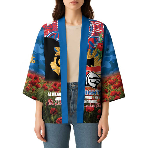 Personalised Knights Rugby ANZAC Day Kimono Last Post Poppy We Will Remember Them