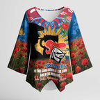 Personalised Knights Rugby ANZAC Day Kimono Sleeve Blouse Last Post Poppy We Will Remember Them
