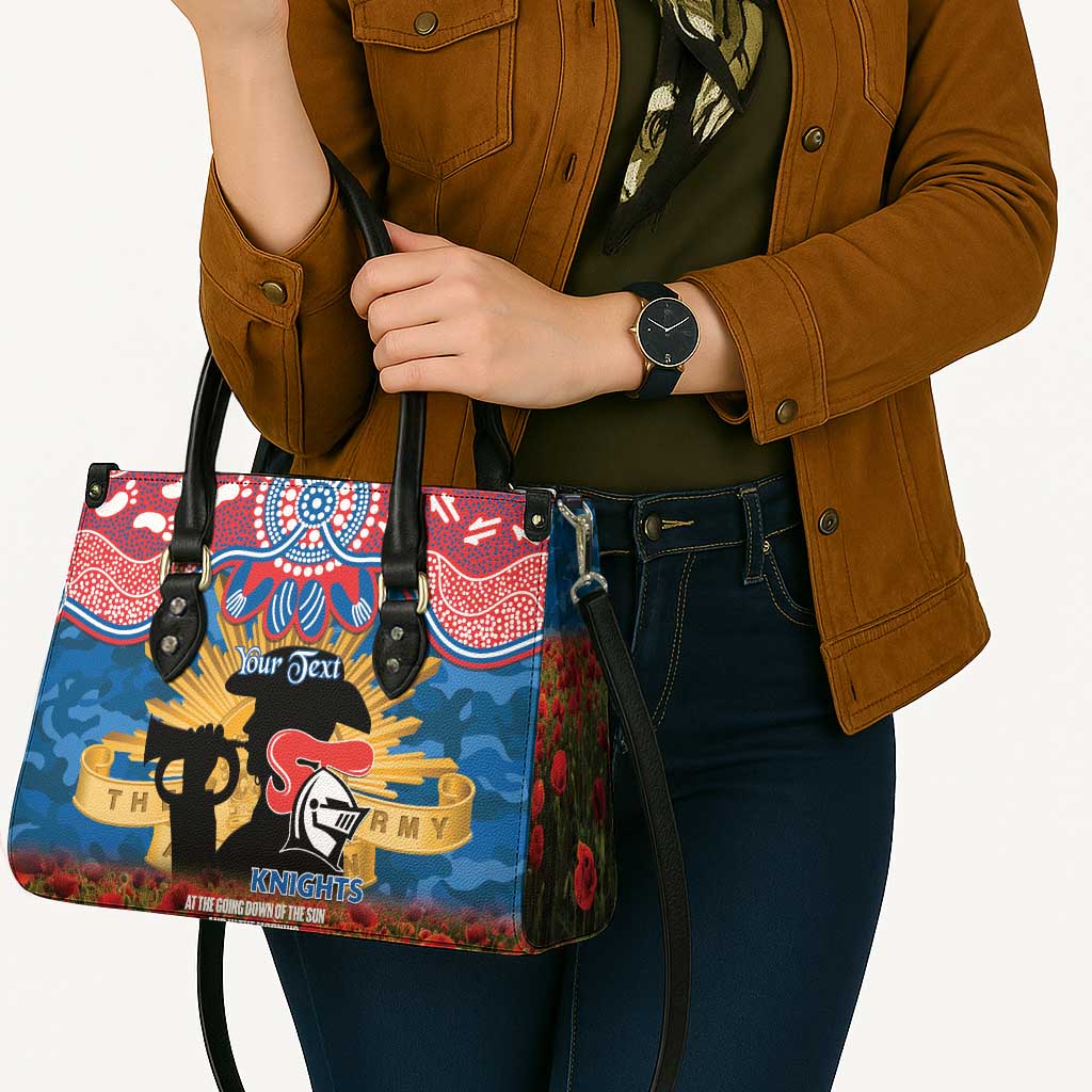 Personalised Knights Rugby ANZAC Day Leather Bag Last Post Poppy We Will Remember Them
