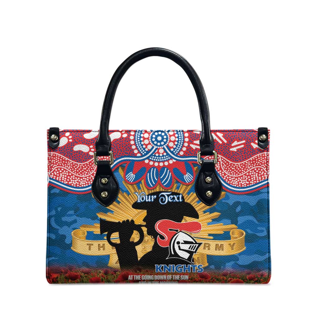 Personalised Knights Rugby ANZAC Day Leather Bag Last Post Poppy We Will Remember Them