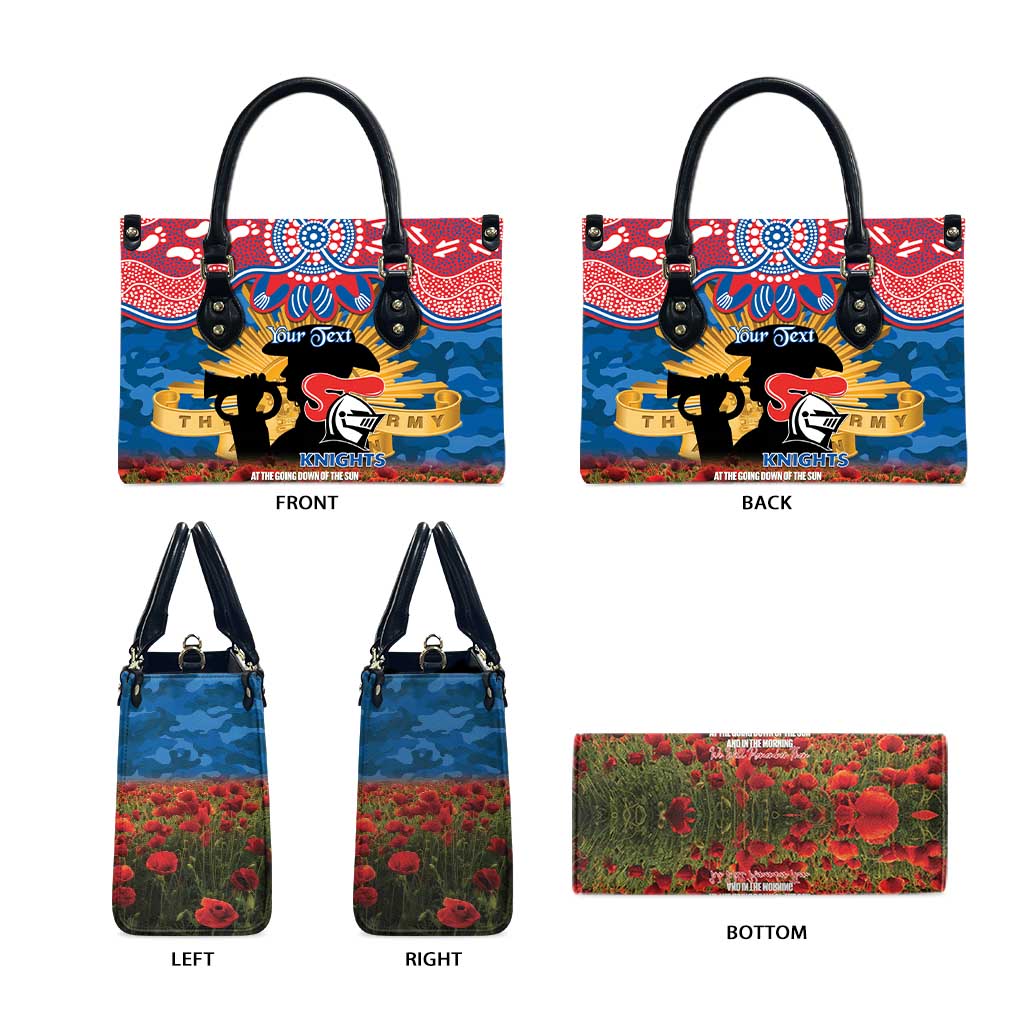 Personalised Knights Rugby ANZAC Day Leather Bag Last Post Poppy We Will Remember Them