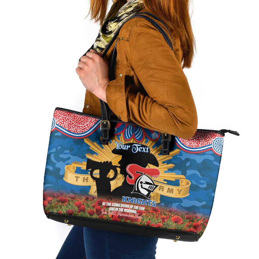 Personalised Knights Rugby ANZAC Day Leather Tote Bag Last Post Poppy We Will Remember Them