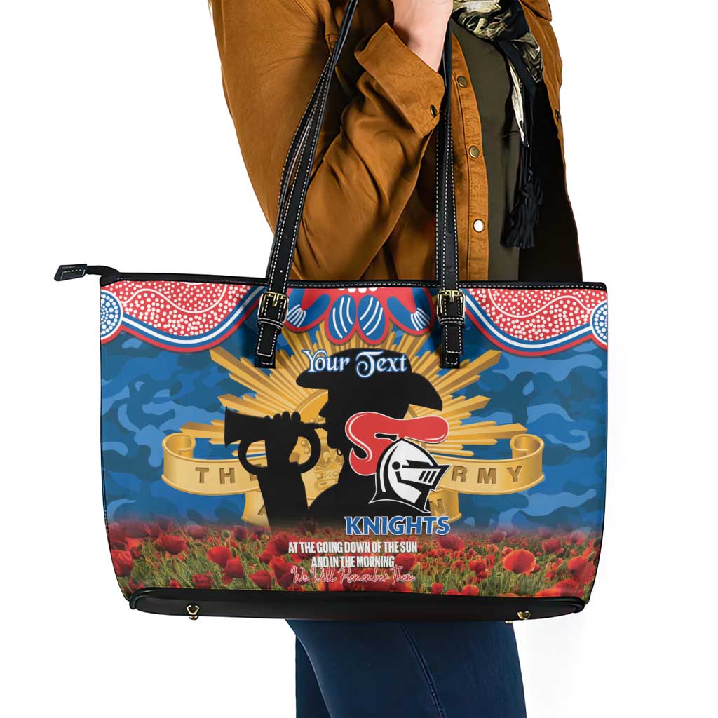 Personalised Knights Rugby ANZAC Day Leather Tote Bag Last Post Poppy We Will Remember Them