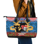 Personalised Knights Rugby ANZAC Day Leather Tote Bag Last Post Poppy We Will Remember Them