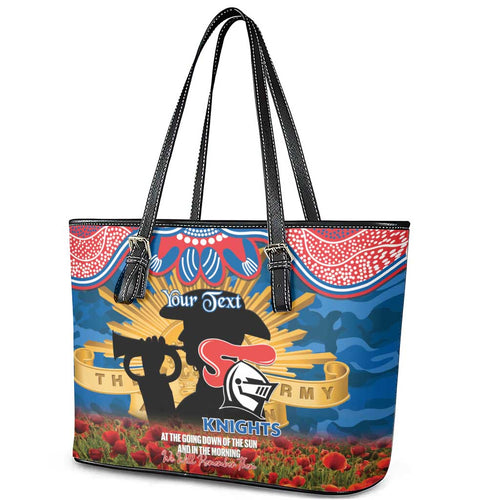 Personalised Knights Rugby ANZAC Day Leather Tote Bag Last Post Poppy We Will Remember Them