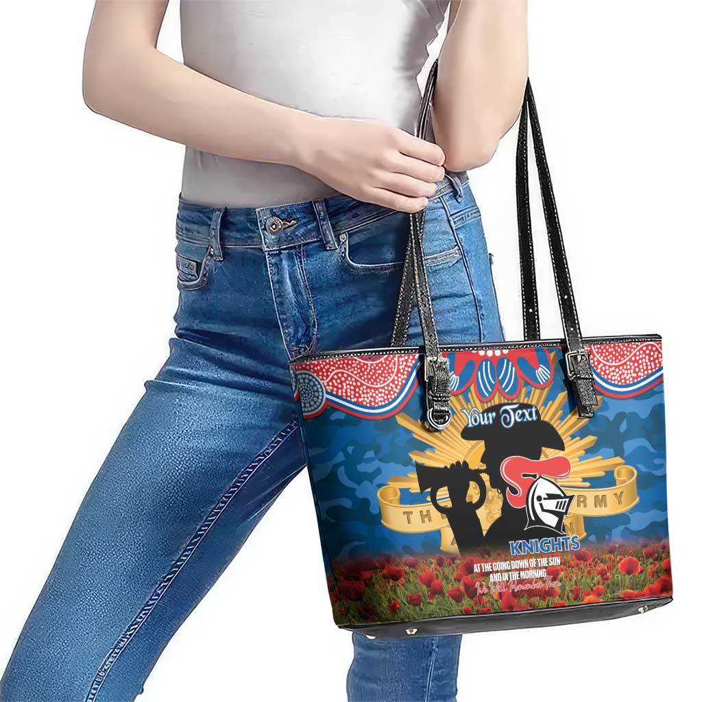 Personalised Knights Rugby ANZAC Day Leather Tote Bag Last Post Poppy We Will Remember Them