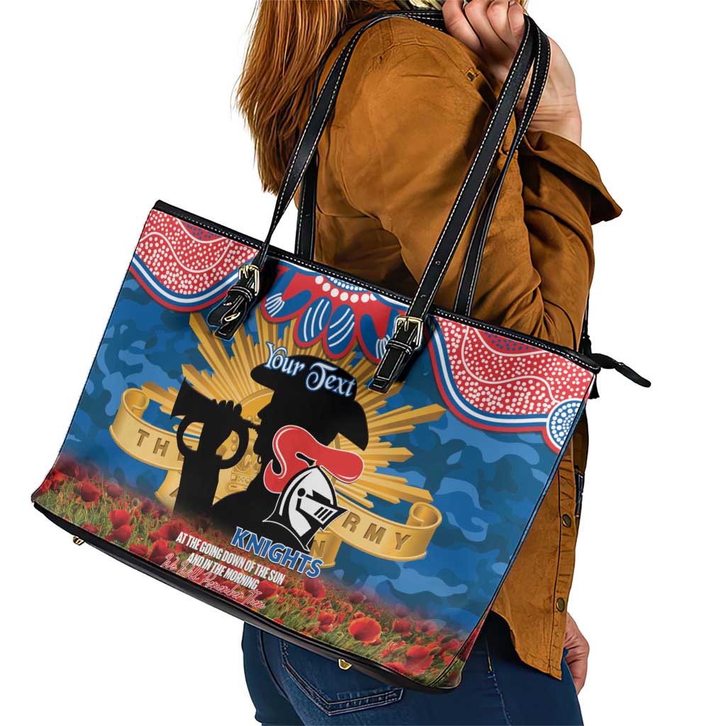 Personalised Knights Rugby ANZAC Day Leather Tote Bag Last Post Poppy We Will Remember Them
