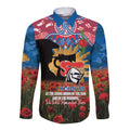 Personalised Knights Rugby ANZAC Day Long Sleeve Button Shirt Last Post Poppy We Will Remember Them