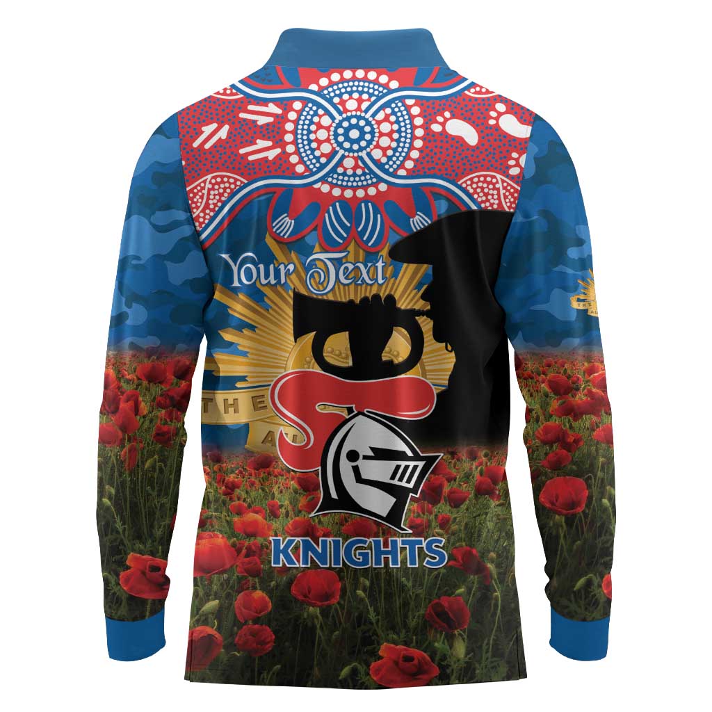 Personalised Knights Rugby ANZAC Day Long Sleeve Polo Shirt Last Post Poppy We Will Remember Them