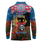 Personalised Knights Rugby ANZAC Day Long Sleeve Polo Shirt Last Post Poppy We Will Remember Them