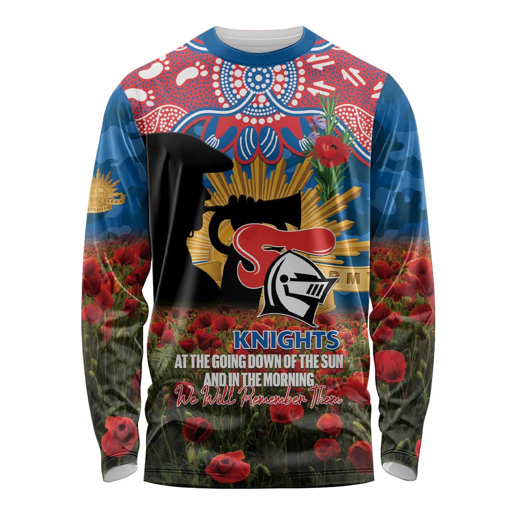 Personalised Knights Rugby ANZAC Day Long Sleeve Shirt Last Post Poppy We Will Remember Them