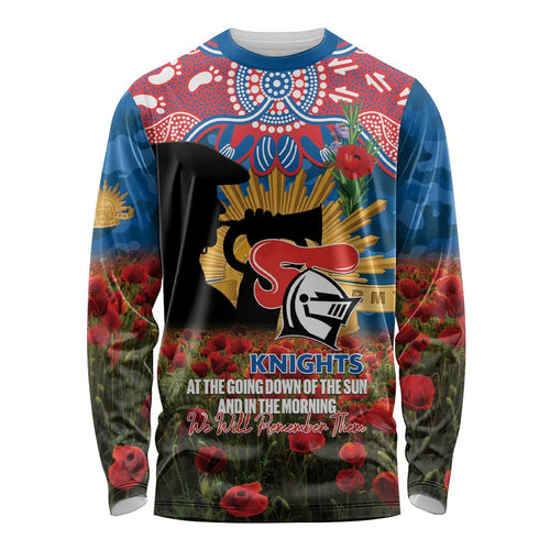 Personalised Knights Rugby ANZAC Day Long Sleeve Shirt Last Post Poppy We Will Remember Them