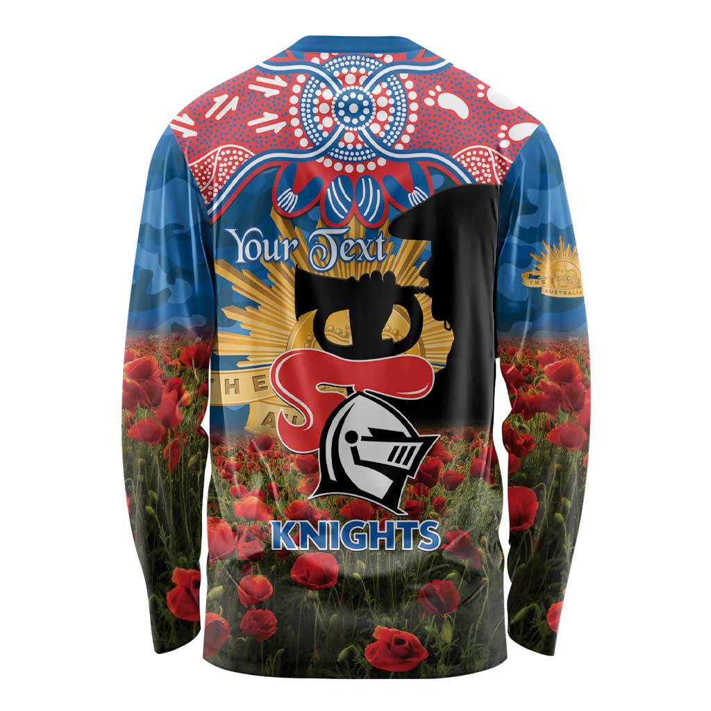 Personalised Knights Rugby ANZAC Day Long Sleeve Shirt Last Post Poppy We Will Remember Them