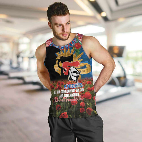 Personalised Knights Rugby ANZAC Day Men Tank Top Last Post Poppy We Will Remember Them