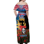 Personalised Knights Rugby ANZAC Day Off Shoulder Maxi Dress Last Post Poppy We Will Remember Them