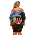 Personalised Knights Rugby ANZAC Day Off Shoulder Short Dress Last Post Poppy We Will Remember Them