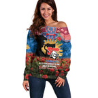Personalised Knights Rugby ANZAC Day Off Shoulder Sweater Last Post Poppy We Will Remember Them