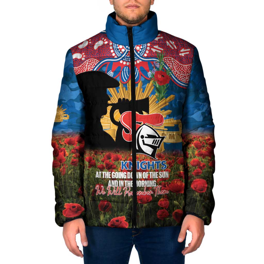 Personalised Knights Rugby ANZAC Day Padded Jacket Last Post Poppy We Will Remember Them