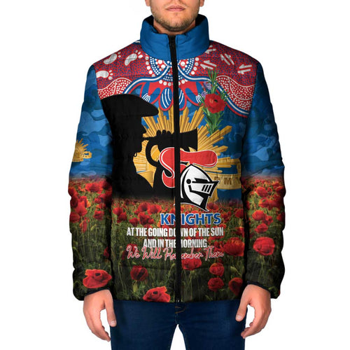 Personalised Knights Rugby ANZAC Day Padded Jacket Last Post Poppy We Will Remember Them