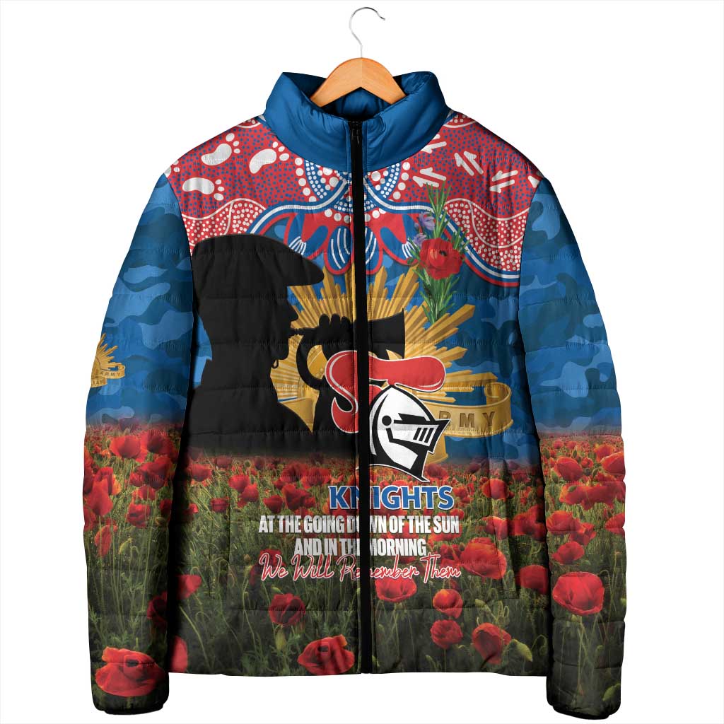 Personalised Knights Rugby ANZAC Day Padded Jacket Last Post Poppy We Will Remember Them