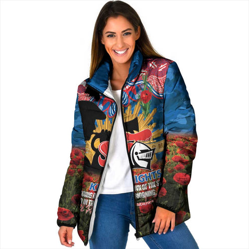 Personalised Knights Rugby ANZAC Day Padded Jacket Last Post Poppy We Will Remember Them
