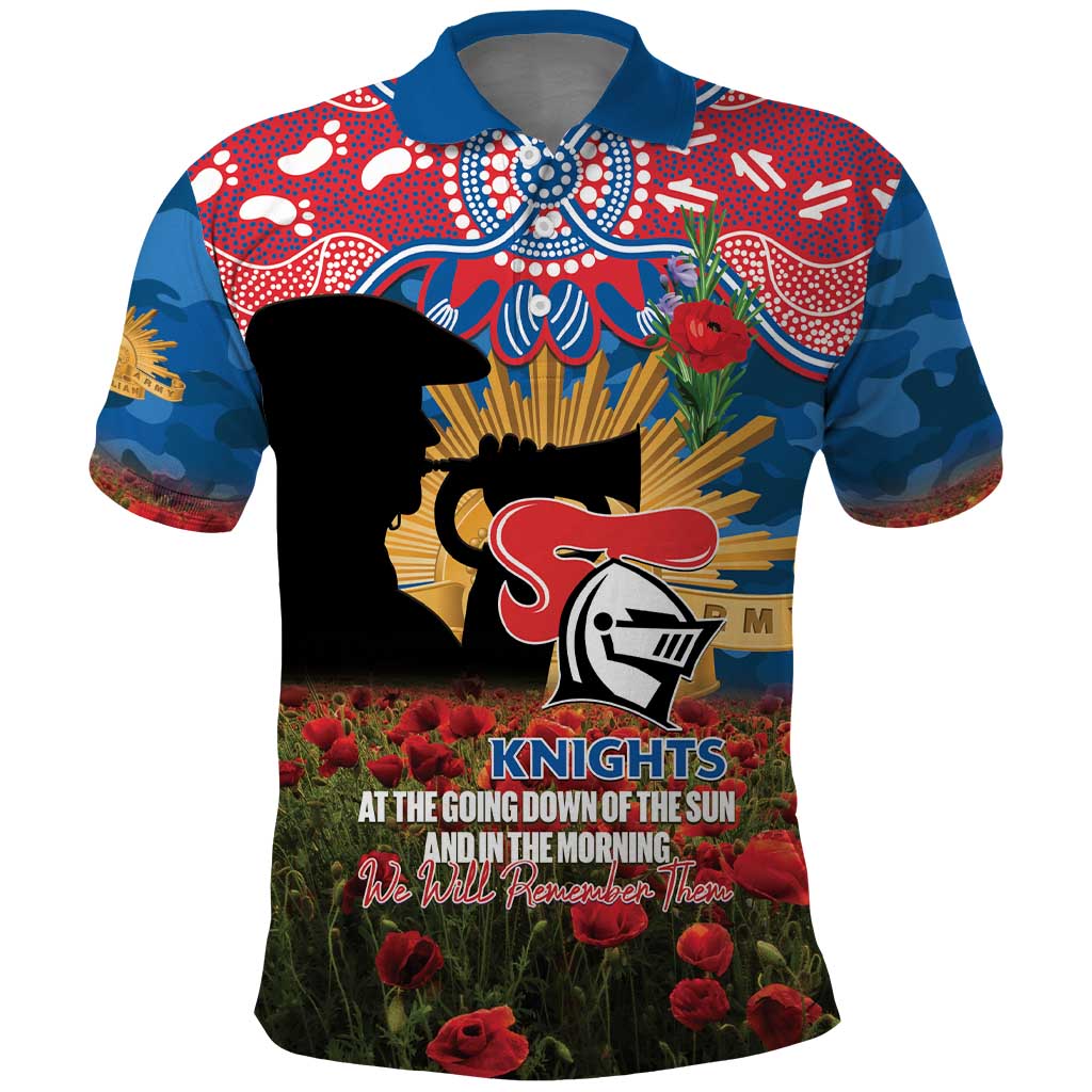 Personalised Knights Rugby ANZAC Day Polo Shirt Last Post Poppy We Will Remember Them