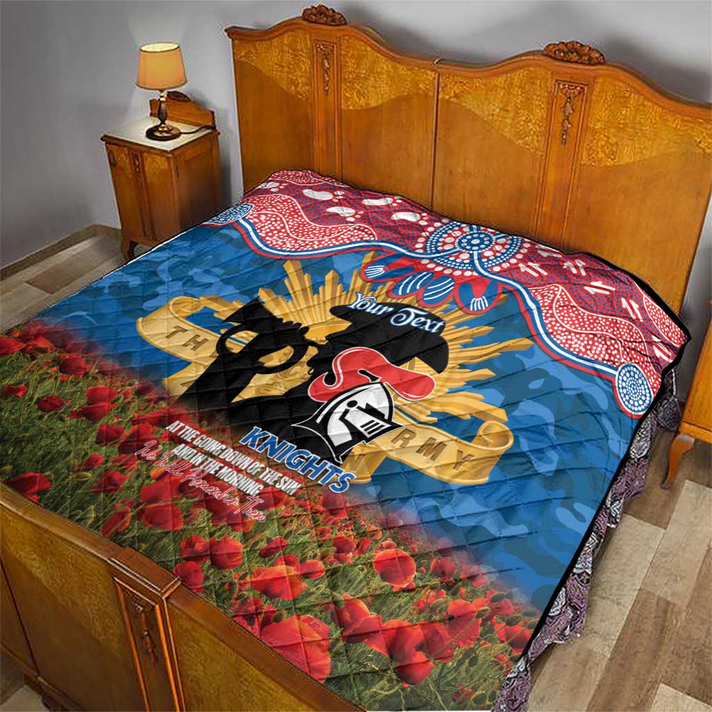 Personalised Knights Rugby ANZAC Day Quilt Last Post Poppy We Will Remember Them