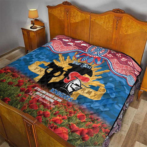Personalised Knights Rugby ANZAC Day Quilt Last Post Poppy We Will Remember Them