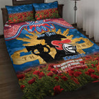 Personalised Knights Rugby ANZAC Day Quilt Bed Set Last Post Poppy We Will Remember Them