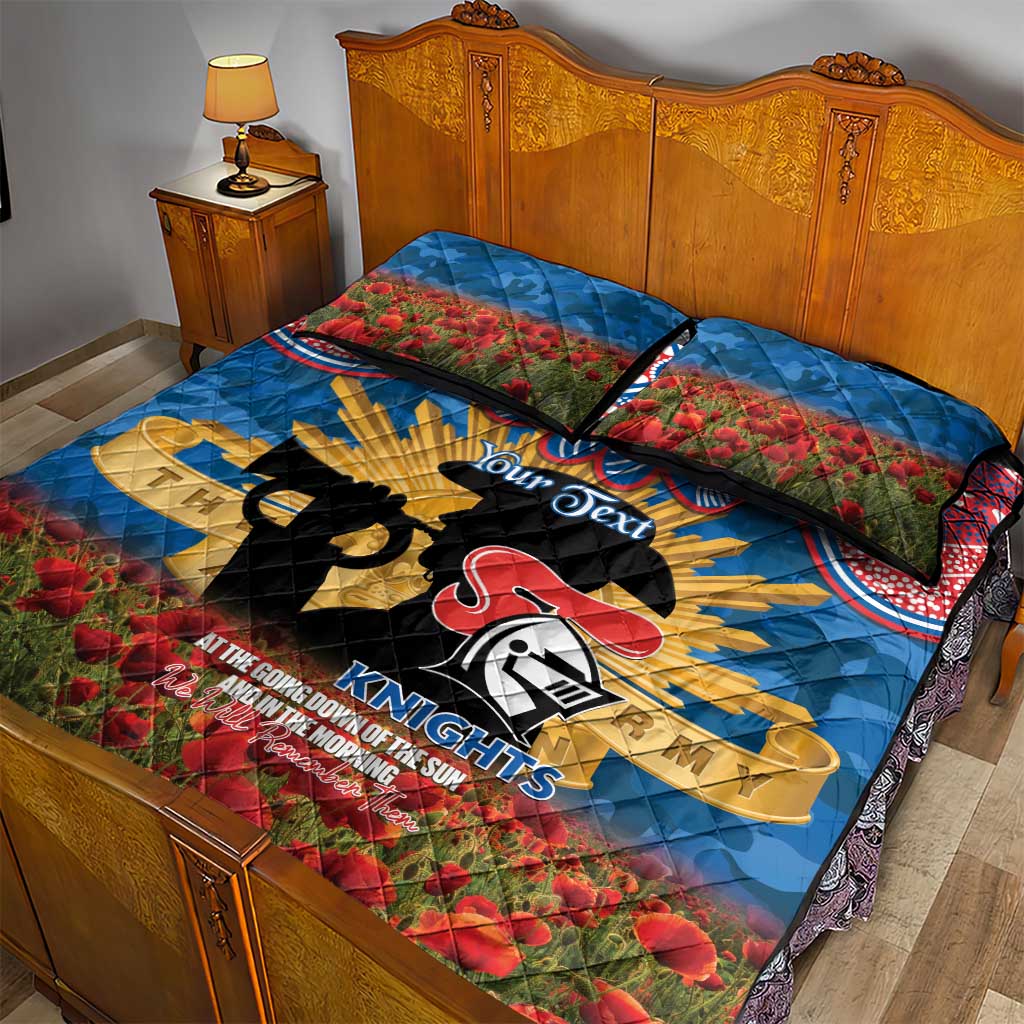 Personalised Knights Rugby ANZAC Day Quilt Bed Set Last Post Poppy We Will Remember Them