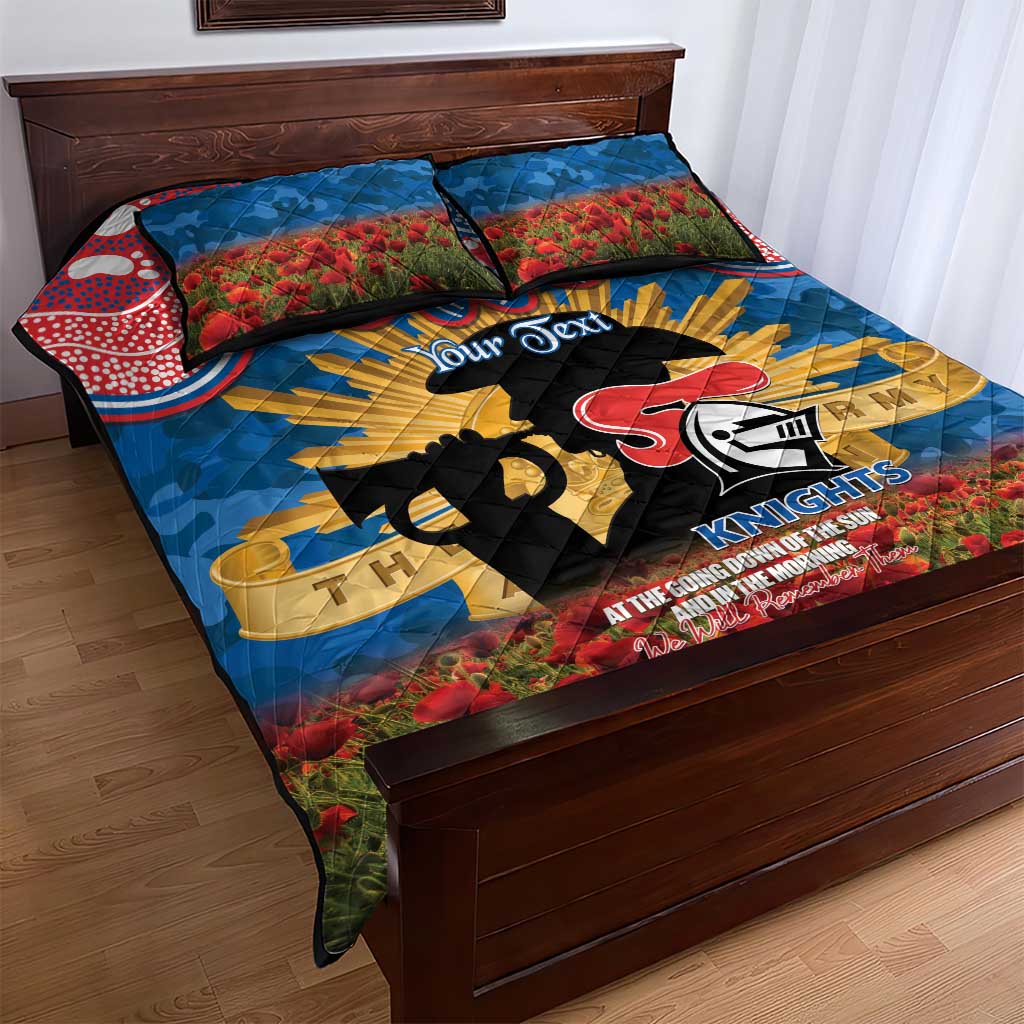 Personalised Knights Rugby ANZAC Day Quilt Bed Set Last Post Poppy We Will Remember Them