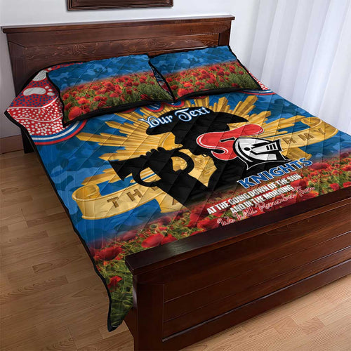 Personalised Knights Rugby ANZAC Day Quilt Bed Set Last Post Poppy We Will Remember Them