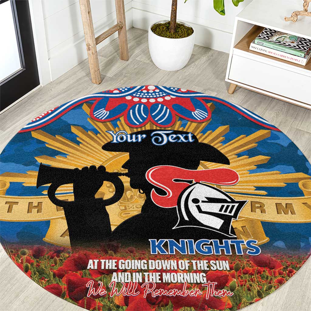 Personalised Knights Rugby ANZAC Day Round Carpet Last Post Poppy We Will Remember Them