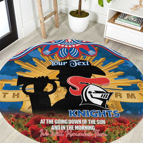 Personalised Knights Rugby ANZAC Day Round Carpet Last Post Poppy We Will Remember Them