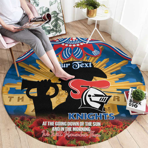 Personalised Knights Rugby ANZAC Day Round Carpet Last Post Poppy We Will Remember Them