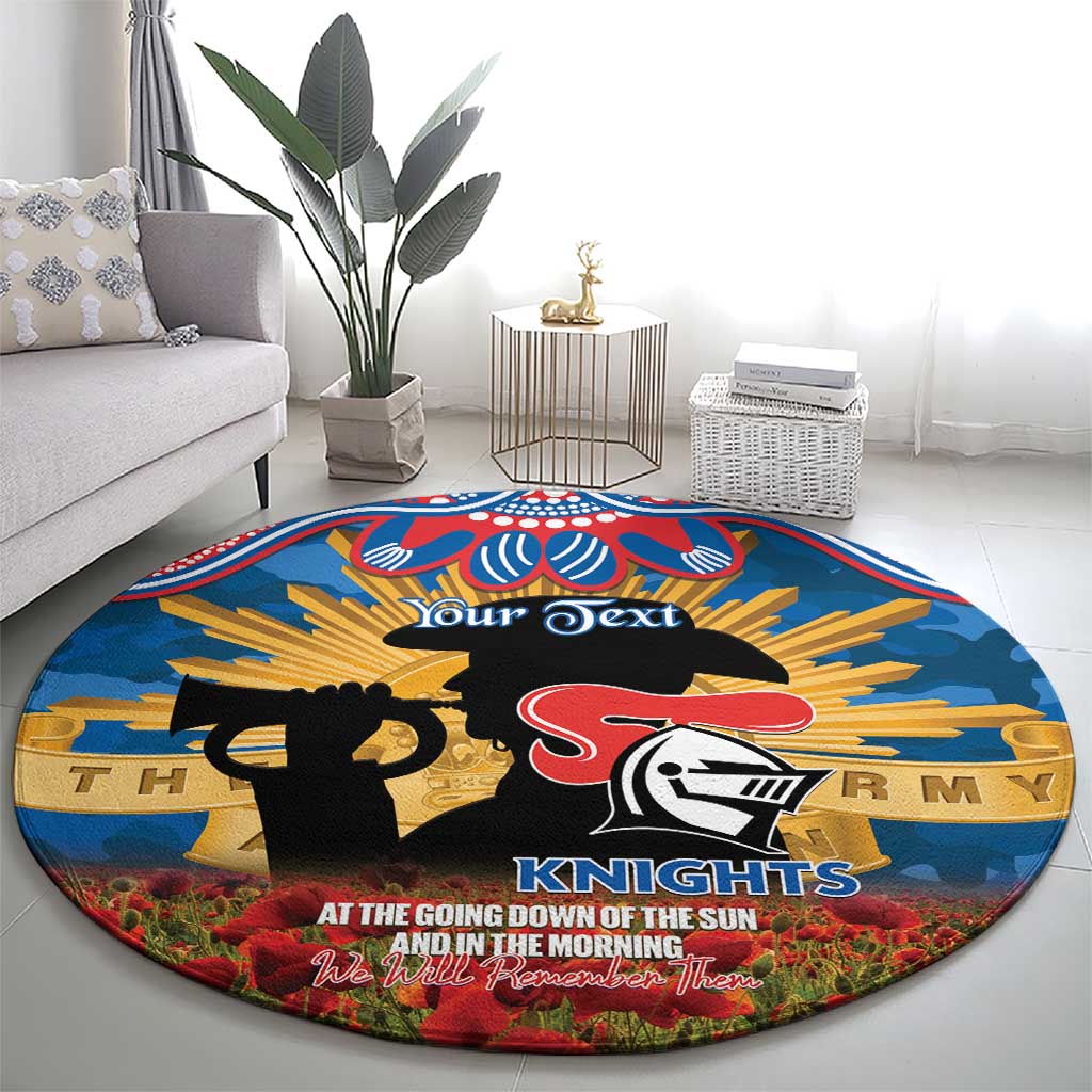 Personalised Knights Rugby ANZAC Day Round Carpet Last Post Poppy We Will Remember Them